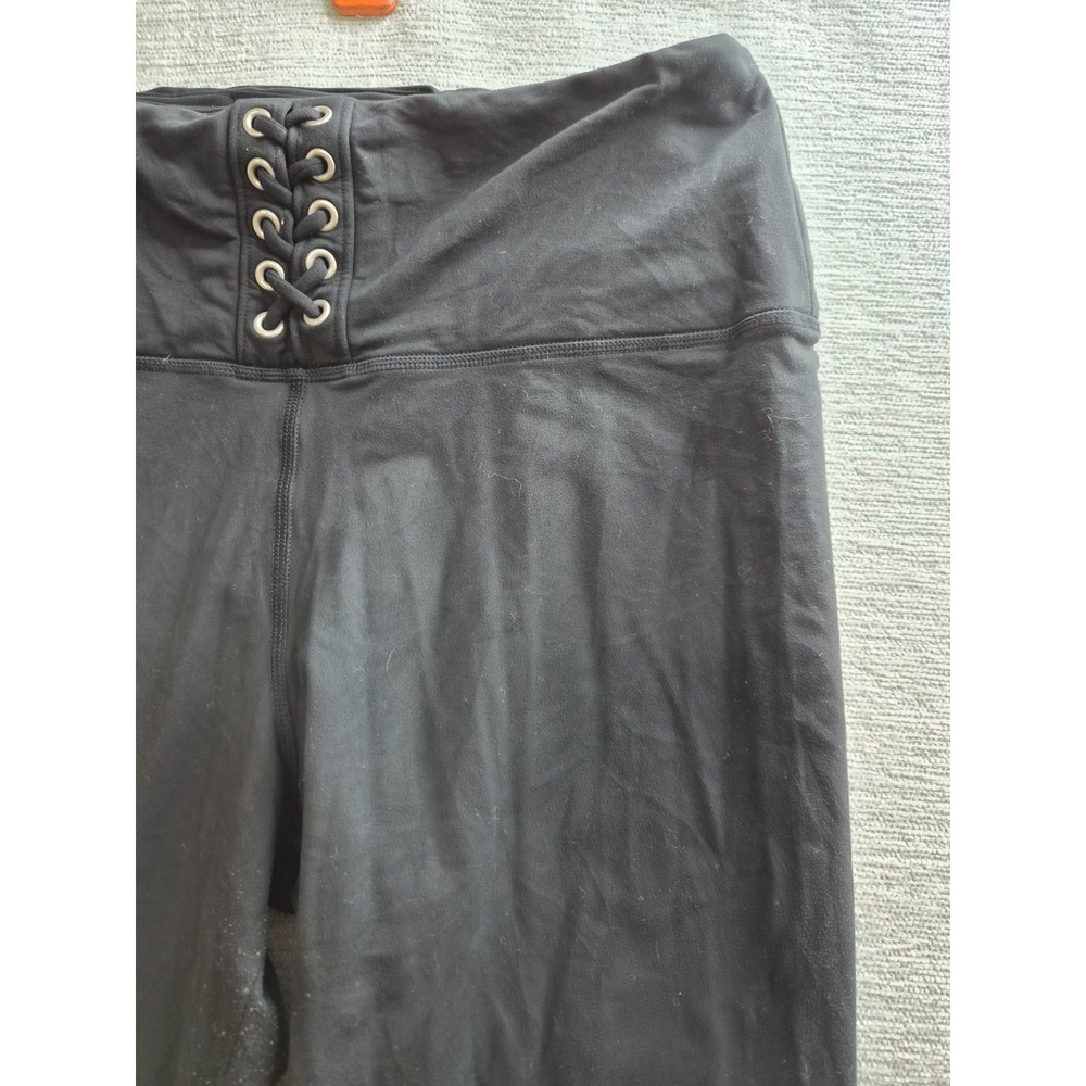Pink Victorias Secret Ultimate Lace Up Leggings Womens Large Black Stretch Yoga - Picture 6 of 12
